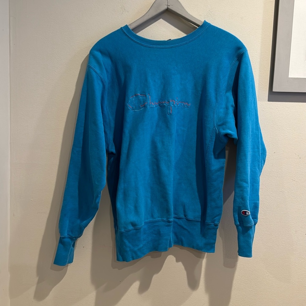 Champion Reverse Weave Sweatshirt Spell‎ Out Tonal Thrashed Vintage USA Large